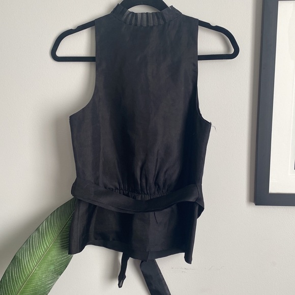 Silk Sleeveless Blouse with Rosette and Tie - Size 8 - Picture 6 of 8